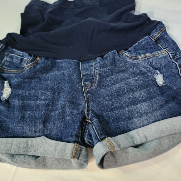 Bella Vida Maternity Stretch Denim Shorts Over Belly Panel Size XL - Picture 3 of 7